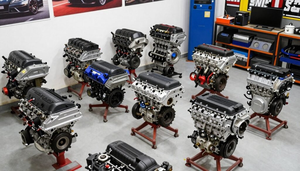 مجموعة متنوعة من مكائن السيارات في ورشة المحترف الأول بالرياض