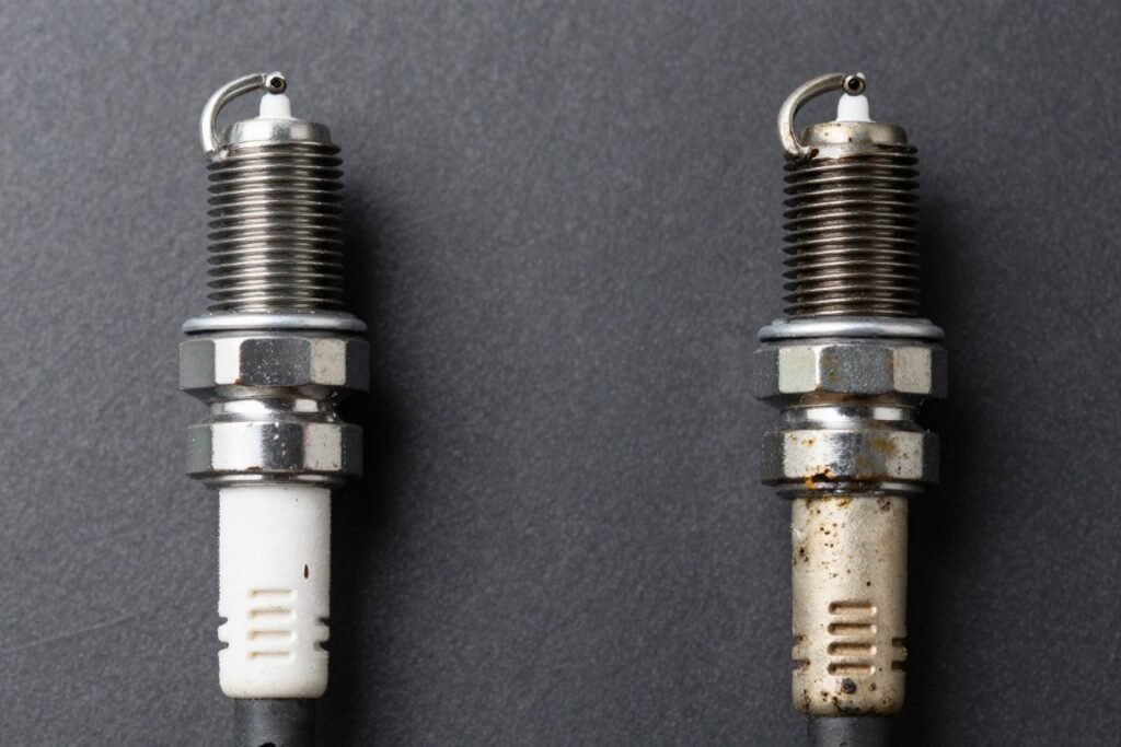 مجموعة من شمعات الإشعال الجديدة والمستعملة للمقارنة مجموعة من شمعات الإشعال الجديدة والمستعملة للمقارنة