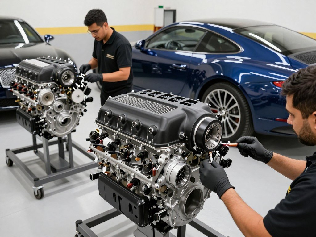 مكائن السيارات الفاخرة في ورشة المحترف الأول بالرياض