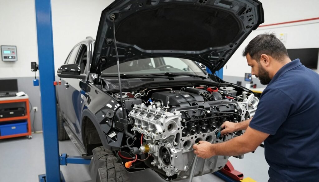 تركيب ماكينة سيارات بالرياض في ورشة متخصصة