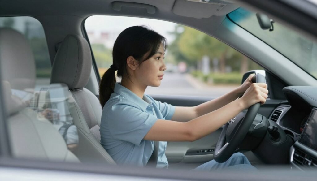 سائق متنبه ويركز على الطريق