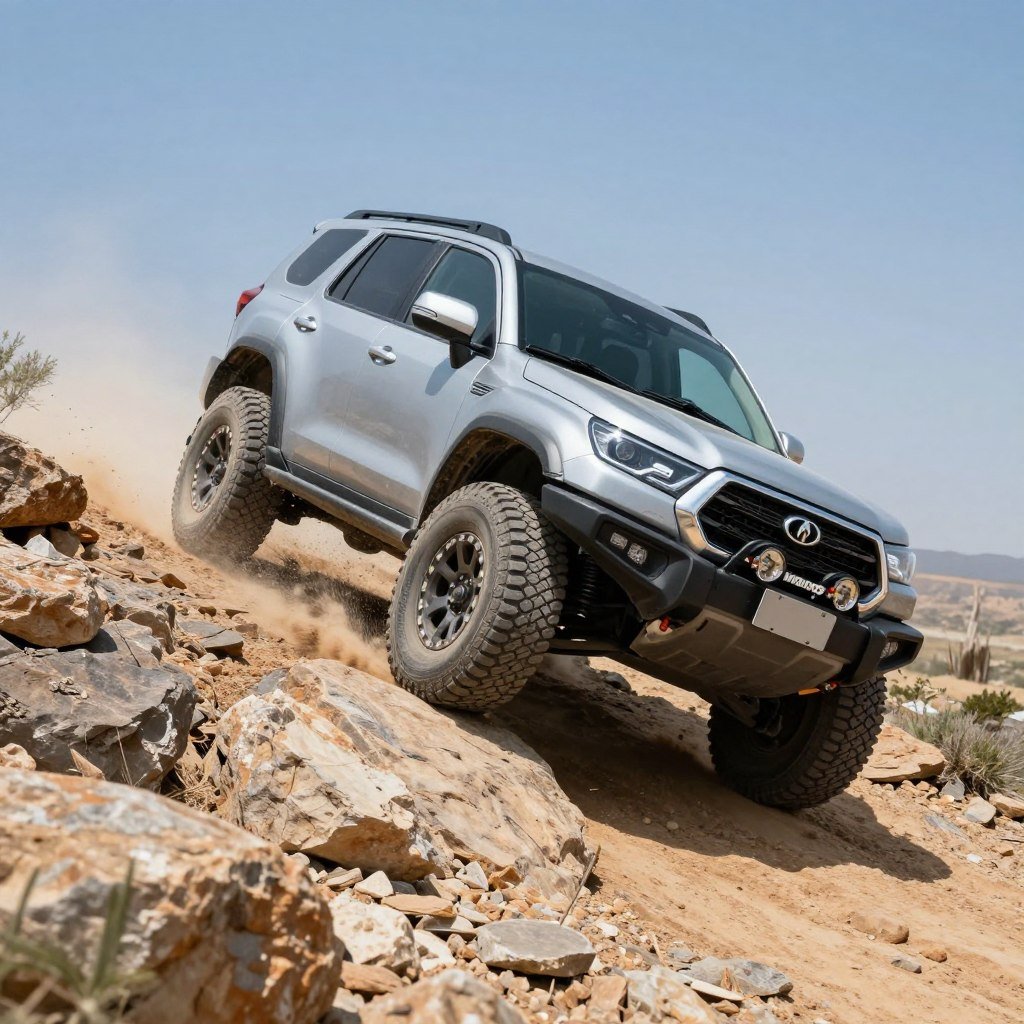 سيارة دفع رباعي على تضاريس وعرة