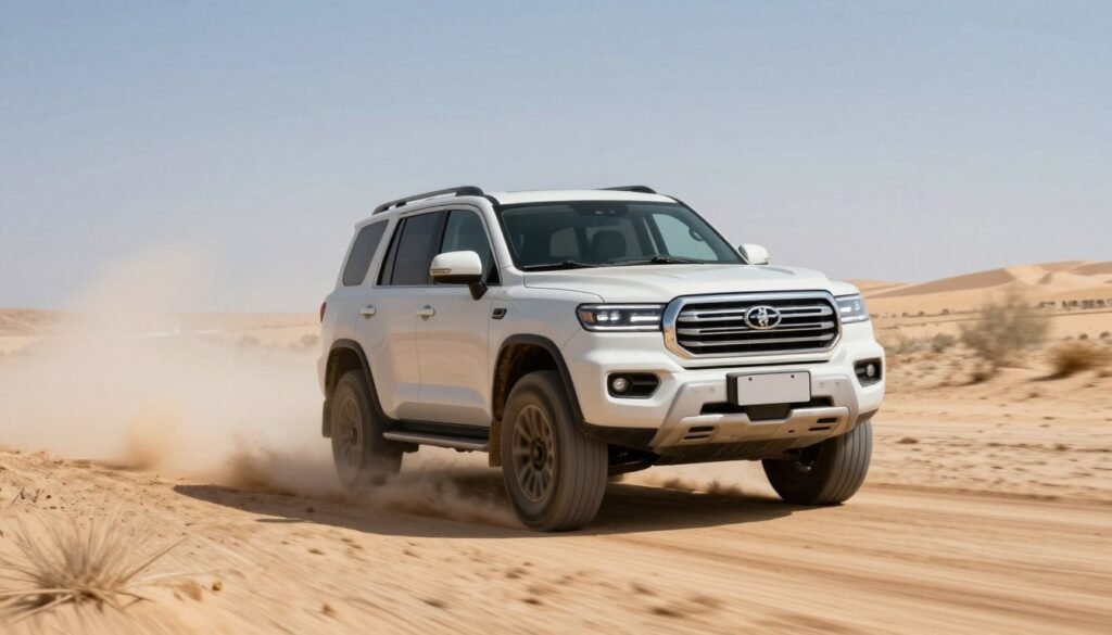 سيارة دفع رباعي على طريق صحراوي