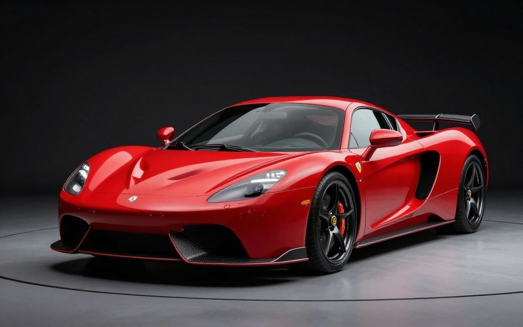 سيارة رياضية حمراء بتصميم انسيابي