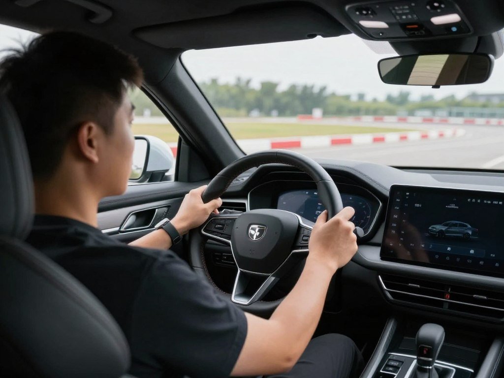 شخص يجرب قيادة سيارة