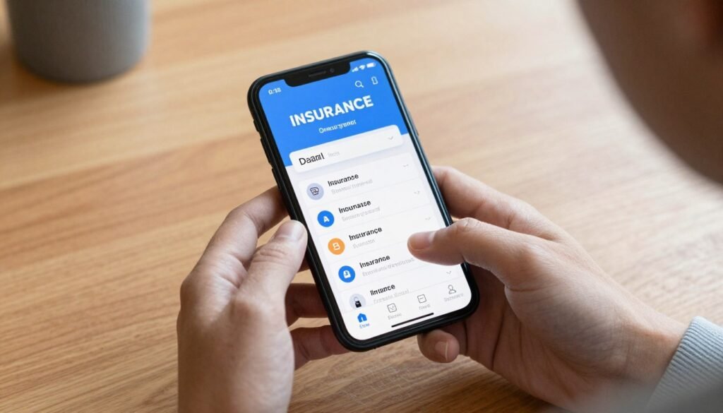 شخص يقارن عروض تأمين على هاتفه
