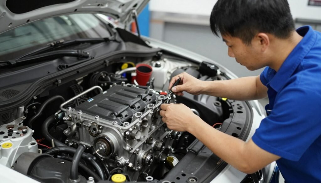 عملية تركيب محرك السيارة