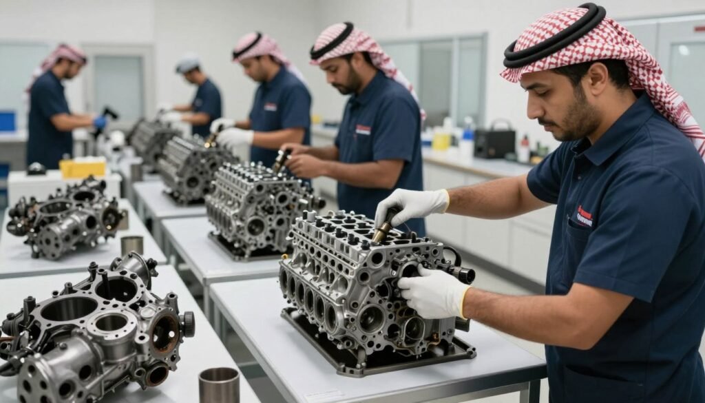 عملية فحص وتنظيف قطع غيار هونداي المستعملة