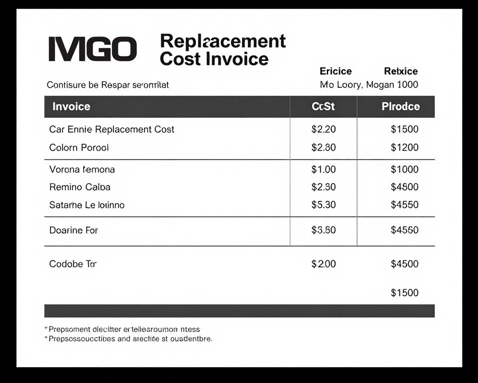فاتورة تكلفة استبدال محرك فاتورة تكلفة استبدال محرك