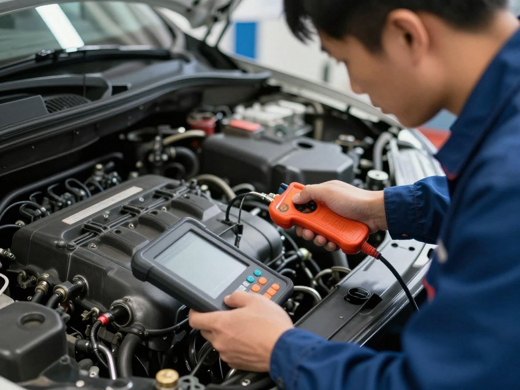 فحص مكائن السيارات في مركز صيانة بالرياض