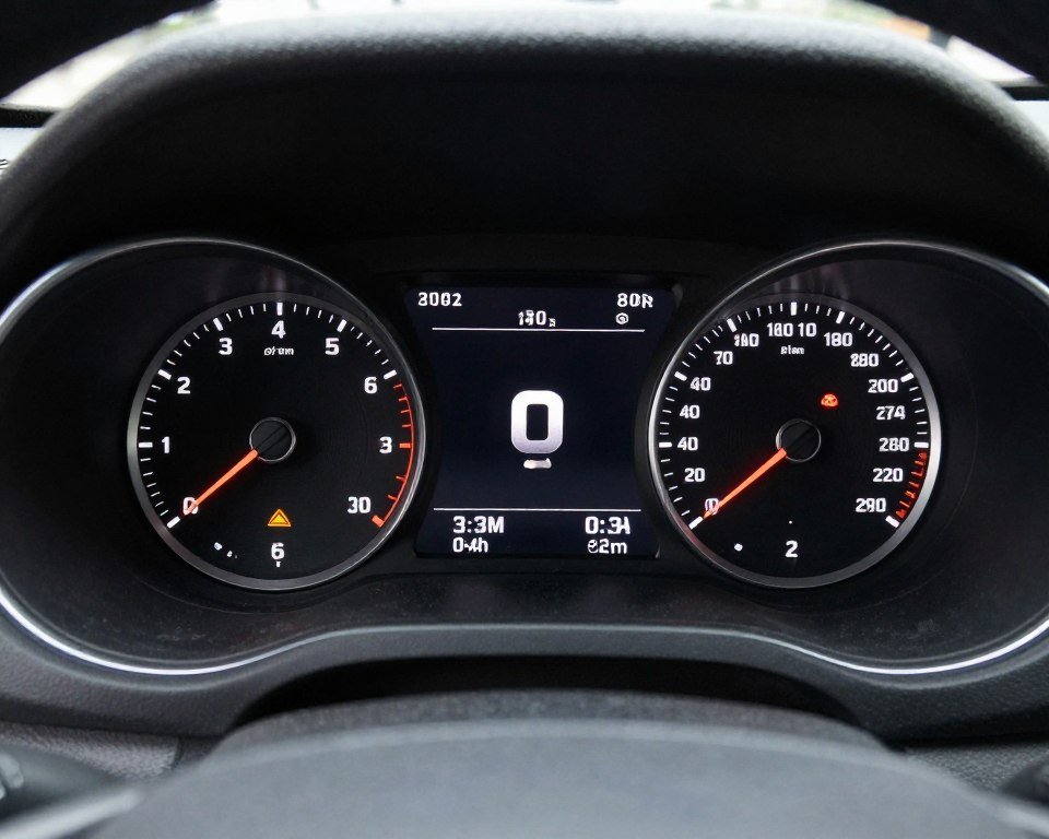 لوحة عدادات سيارة تظهر علامات تحذير