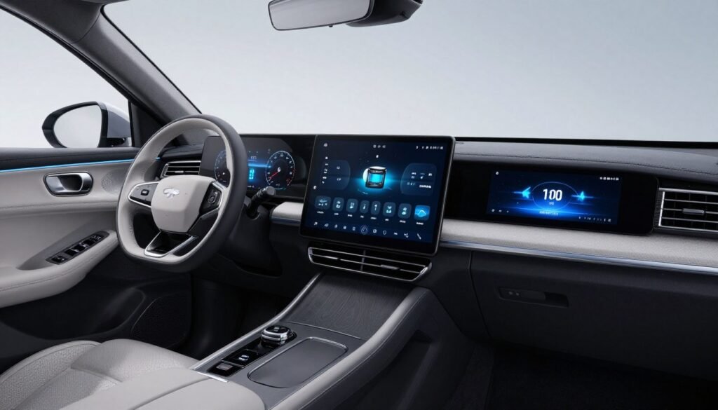 لوحة قيادة حديثة بشاشات رقمية متعددة